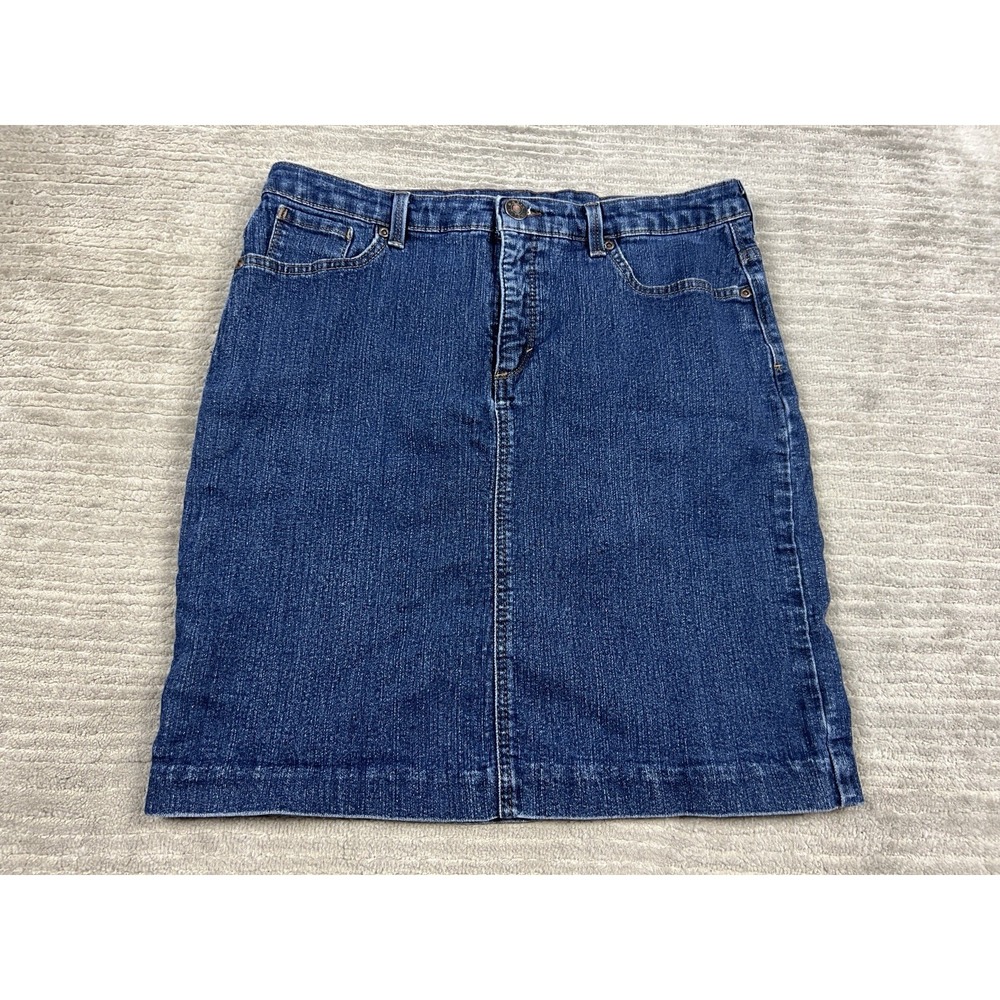 Basic Editions Jean Skirt Womens 14‎ Blue Denim Knee Length Cotton Blend 90s Y2K
